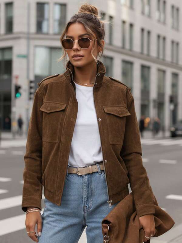 Suede bomber jacket