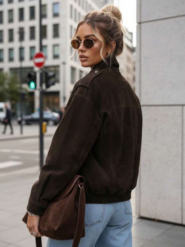 Suede bomber jacket