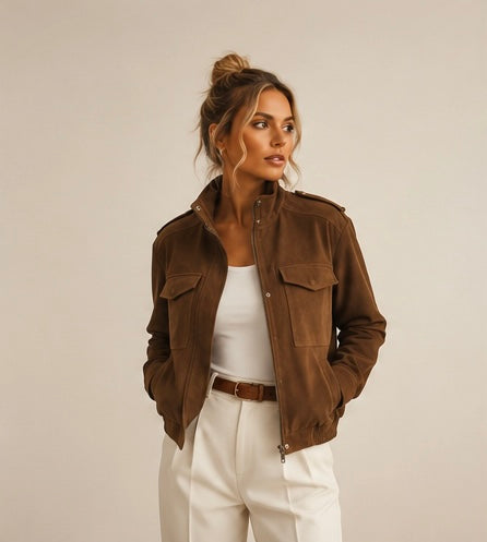 Suede bomber jacket