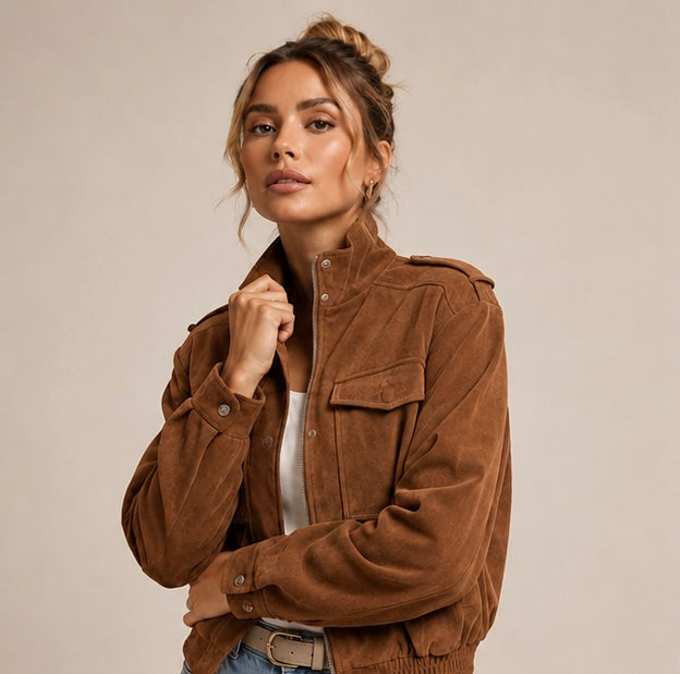 Suede bomber jacket