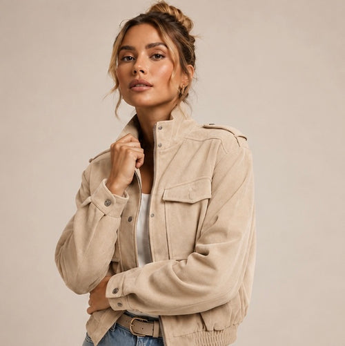 Suede bomber jacket