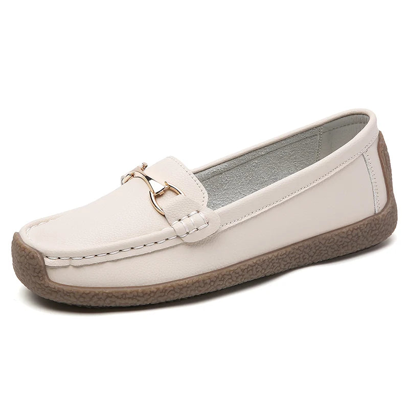 Vulcanize Women Shoes Flats Leather Moccasins Sneakers Designer Shoes for Women Slip-on Loafers Female Boat Shoes Big Size 43